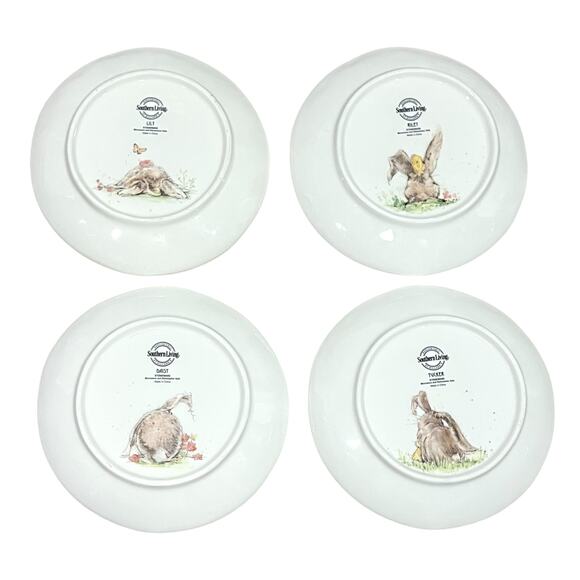 Southern Living Salad Plate Set of 4 Bunny Daisy-Lily-Tucker- 8” Dessert Easter - Picture 2 of 9